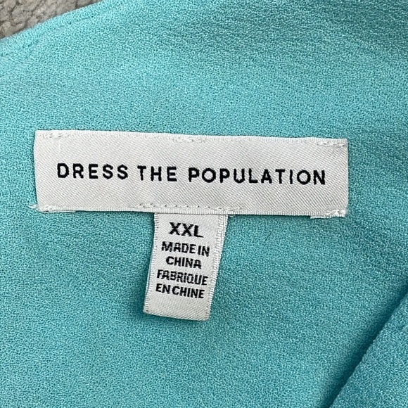 New Dress the Population Iris Dress Tranquil Blue Hourglass Slit Leg Sz XXL - Picture 8 of 14